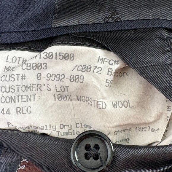 Hickey Freeman Worsted Wool Blazer Jacket Size 44R Navy Two Button Sport Coat - Picture 11 of 15